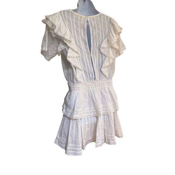 Love Shack Fancy Cotton Natasha Heritage Mini Dress White Ruffle Lace Size L 10 - Picture 13 of 16